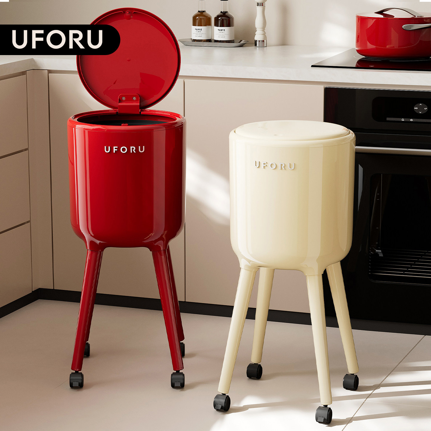 uforu高款可移动免弯腰垃圾桶图片