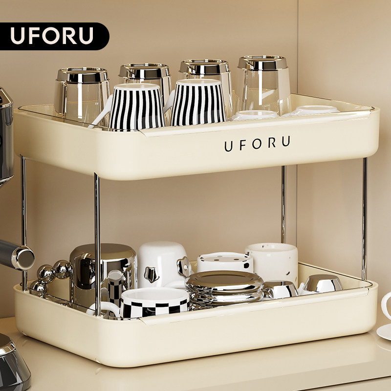 uforu奶油风多层沥水杯架图片