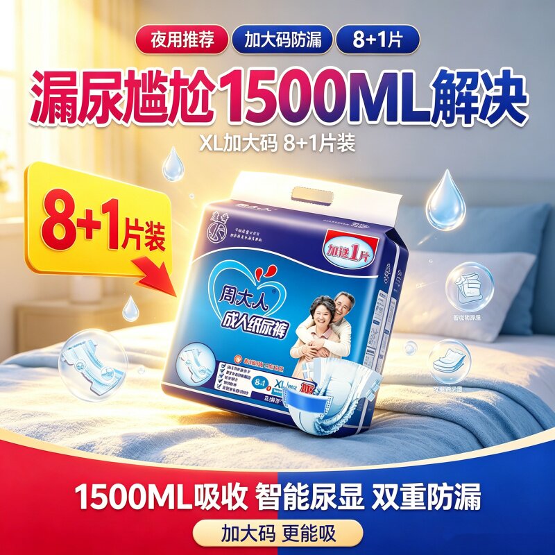 周大人成人纸尿裤XL加大号加厚老人产妇瞬吸防漏不反渗尿不湿拉拉