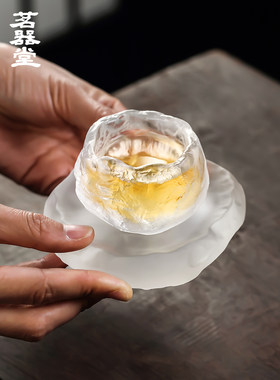 茗器堂冰冻烧琉璃杯李子柒茶杯个人专用品茗杯功夫茶具主人杯单杯