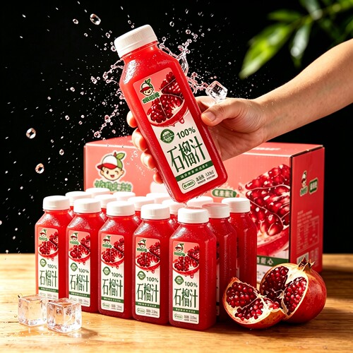 100%石榴汁300ml*8/16瓶装无添加剂夏天酸甜解腻果汁饮料好喝特惠