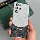 适用三星s23ultra背膜撞色拼接个性 s22ultra手机后膜zfold6保护膜zfold5素皮膜zfold4手机背膜w25 w24背膜