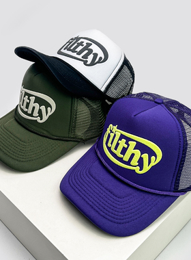 春夏新款撞色简约filthy字母棒球帽子男女遮阳网眼透气白搭卡车帽