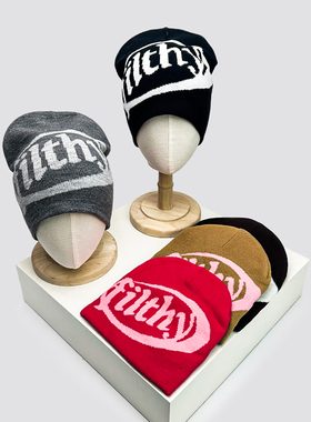 秋冬新款欧美风filthy字母针织帽子男女保暖嘻哈街头滑板套头帽