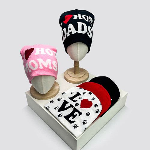 针织帽秋冬男女爱心字母个性小众