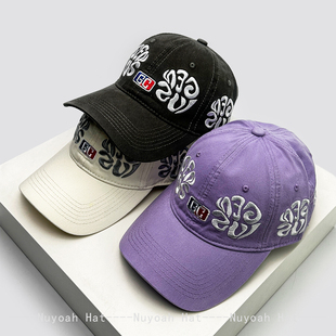 小众鸭舌帽 街头刺绣花朵字母棒球帽子男女遮阳个性 春夏新款 美式
