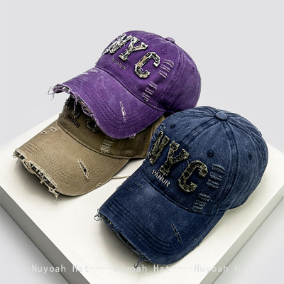 春夏个性豹纹NYC字母破洞棒球帽