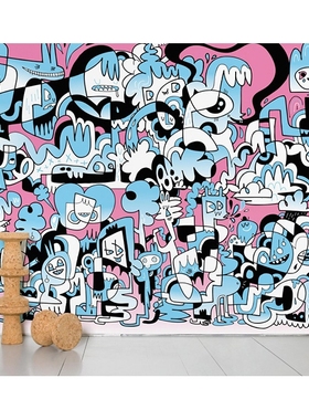法国Moustache My world pink and blue蓝色粉色世界墙纸壁纸进口