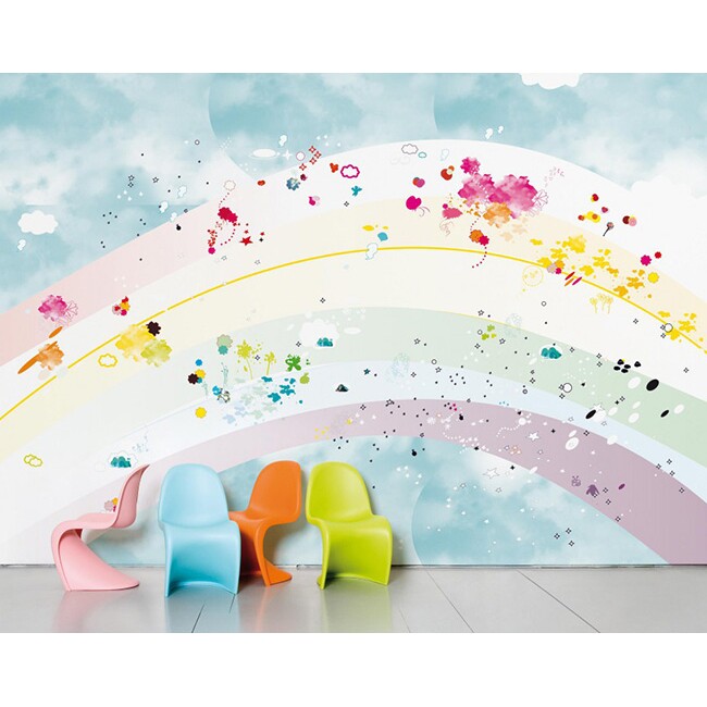 法国Moustache 彩虹花朵壁纸墙纸进口