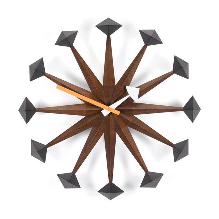 瑞士Vitra 胡桃木挂钟 Polygon Clock 创意设计进口欧式