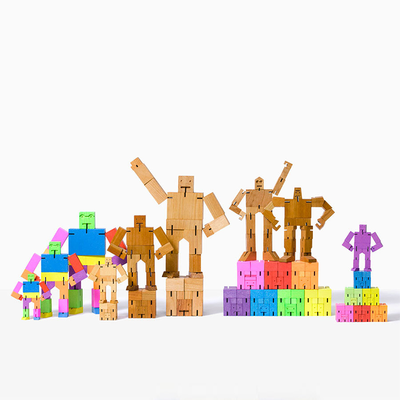 美国AREAWARE 百变微型机器人 魔方木质变形金刚