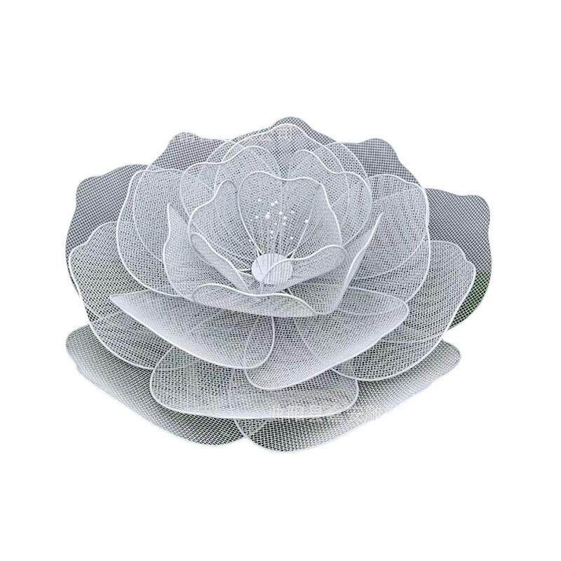 不锈钢莲花雕塑荷花水景百合花金属荷叶镂空花朵玫瑰花落地户外