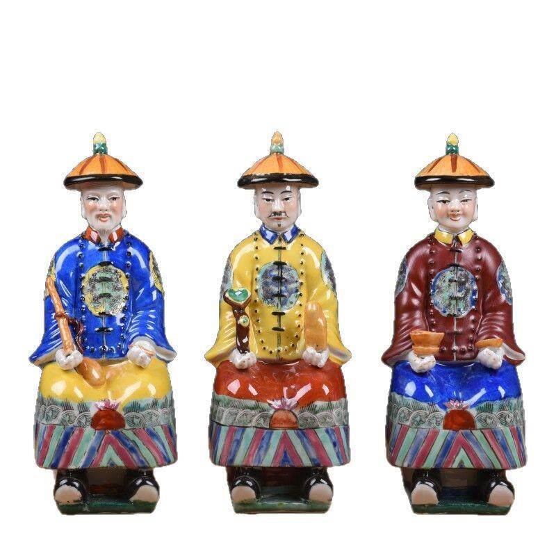 仿古陶瓷清代皇帝人物雕塑瓷器摆件康熙雍正乾隆清三代中国风礼品