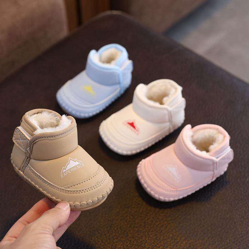 婴儿棉鞋加绒加厚保暖软底不掉鞋
