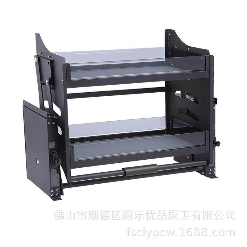 厨房吊柜玻璃升降拉篮玻璃调味篮橱柜阻尼缓冲式碗碟收纳升降机拉