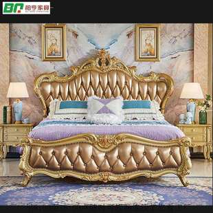 欧式 床全实木2000x2200大床双人床别墅高档奢华公主公主结婚真皮