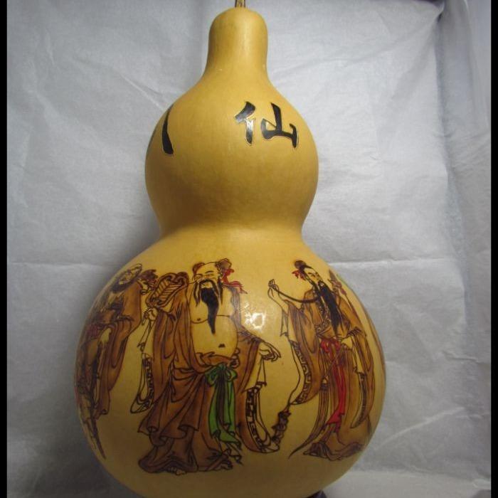 大葫芦工艺品摆件雕刻葫芦八仙过海烙画地摊客厅玄