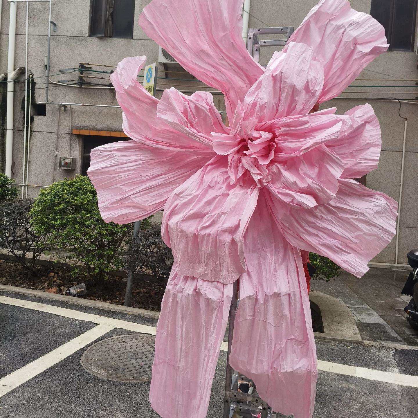 巨型婚庆大型道具纸花美塑花褶皱背景纸艺装饰手工橱窗美陈婚礼紫