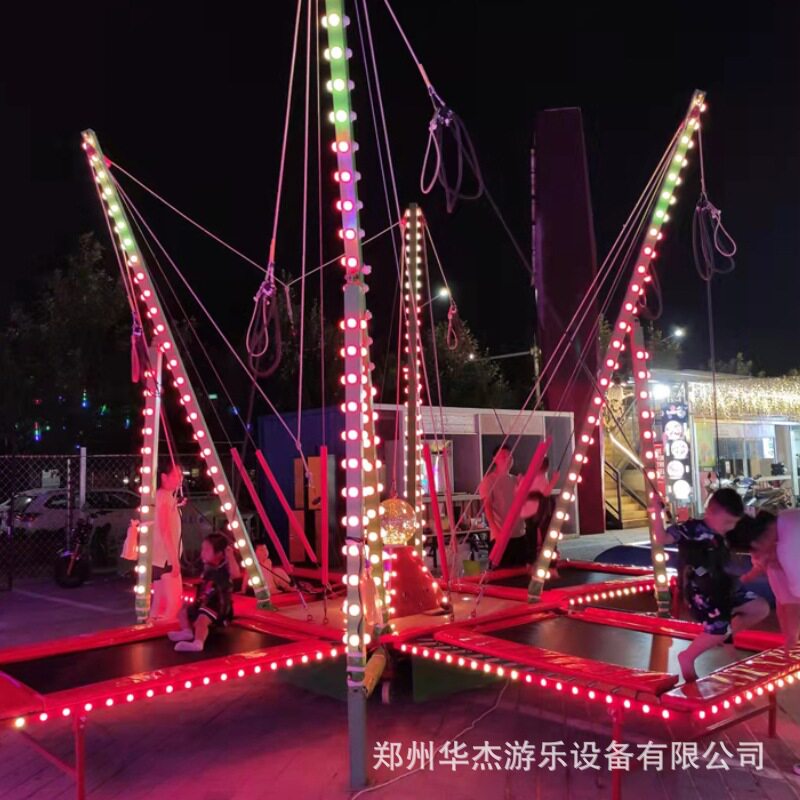 景区小鹿单人跳跳床长颈鹿四人彩灯蹦极户外儿童发光蹦床可移动