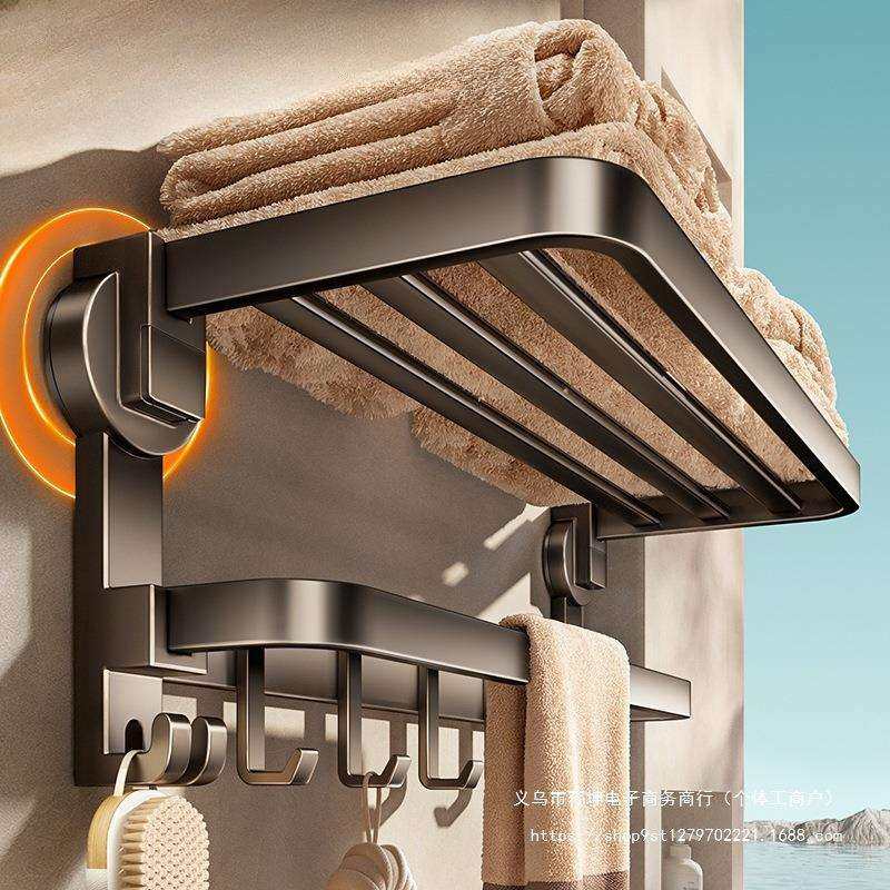 吸盘毛巾架卫生间免打孔浴室置物架淋浴房厕所壁挂式衣服收纳架子