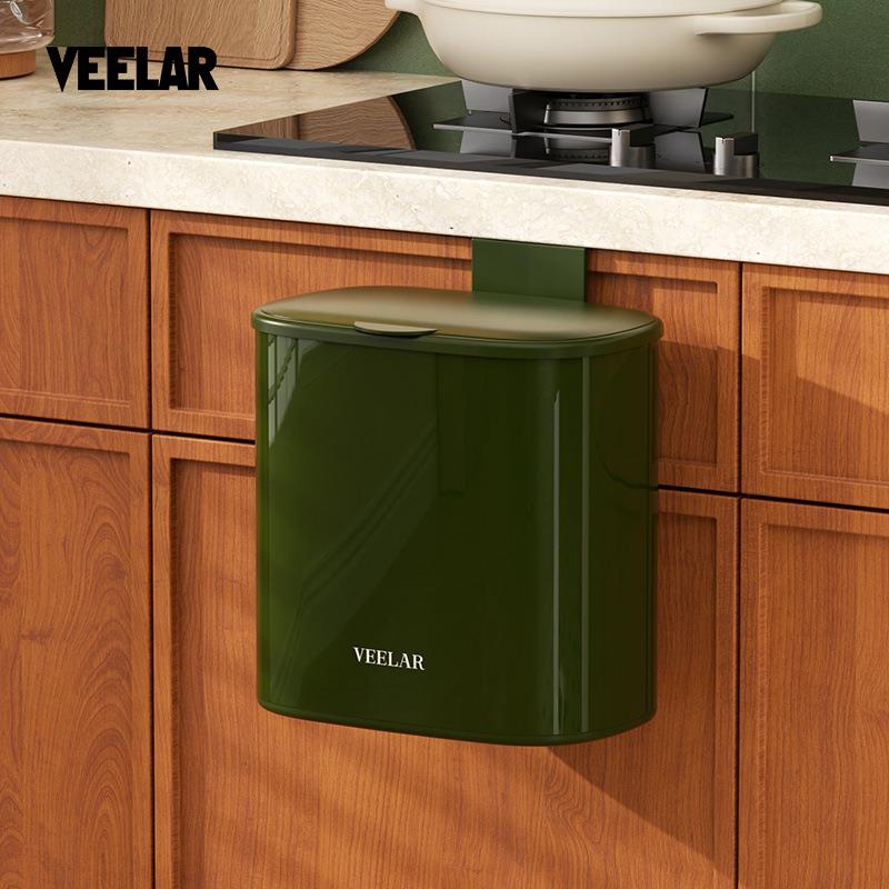 VEELAR厨房垃圾桶璧挂式家用2025新款免弯腰复古橱柜壁挂高颜值