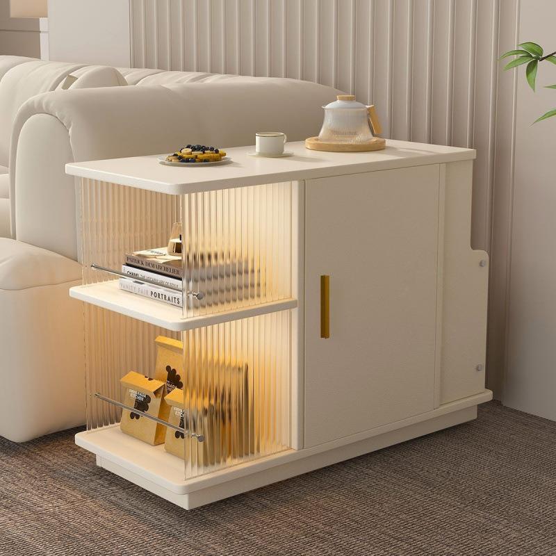 可移动边几沙发边柜小户型茶水柜实木带轮客厅茶几置物架子床头柜