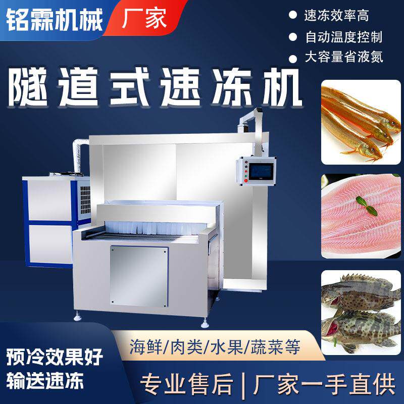 商用水果隧道速冻机自动草莓树莓速冻机粽子榴莲速冻流水线