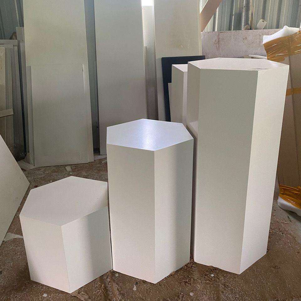 网红方形多边形直播站台服装店地台展示台多功能展示台烤漆白色