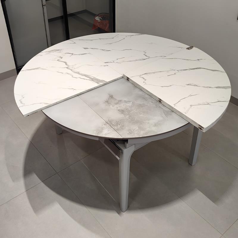 新款四分折叠圆桌面台面4折叠式带转盘面板餐桌圆形家用大圆桌15/