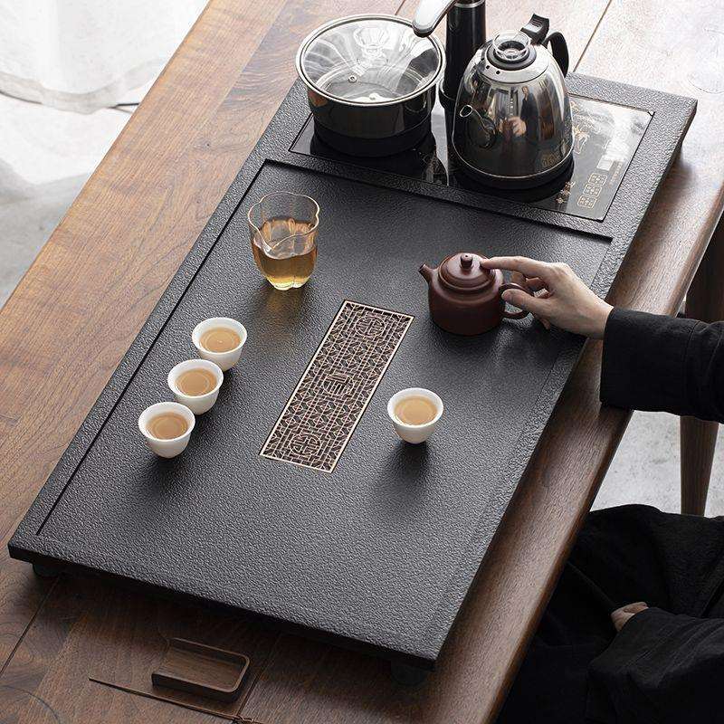 仿乌金石茶盘全自动一体茶具套装家用功夫电磁炉客厅大茶台轻奢风