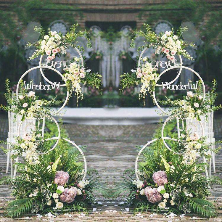 2025新款婚庆道具铁艺圆环花架背景圆环路引婚礼装饰花艺摆件拱门