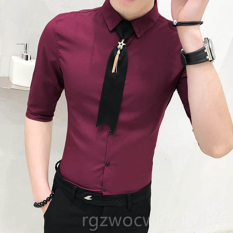 新款员酒店KTV服务制少爷服装酒吧短袖衫男衬夜总会发型师七分工