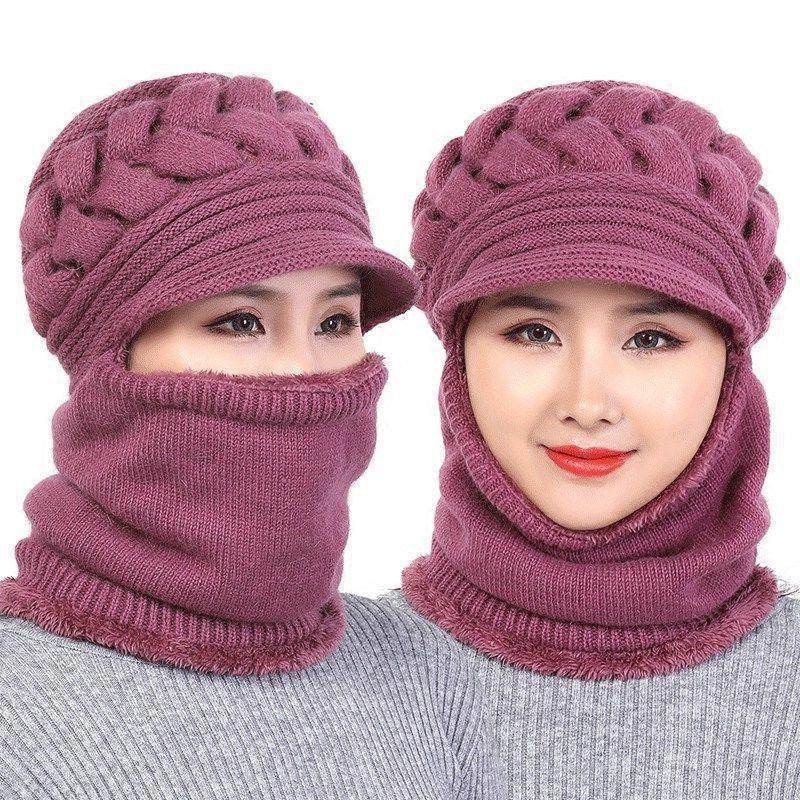 秋冬妈妈加绒保暖针织帽