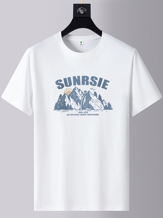 2026 New Summer Trendy Brand 100% Pure Cotton Short-Sleeve T-Shirt Men's Round Neck Fashion Versatile Casual T-Shirt