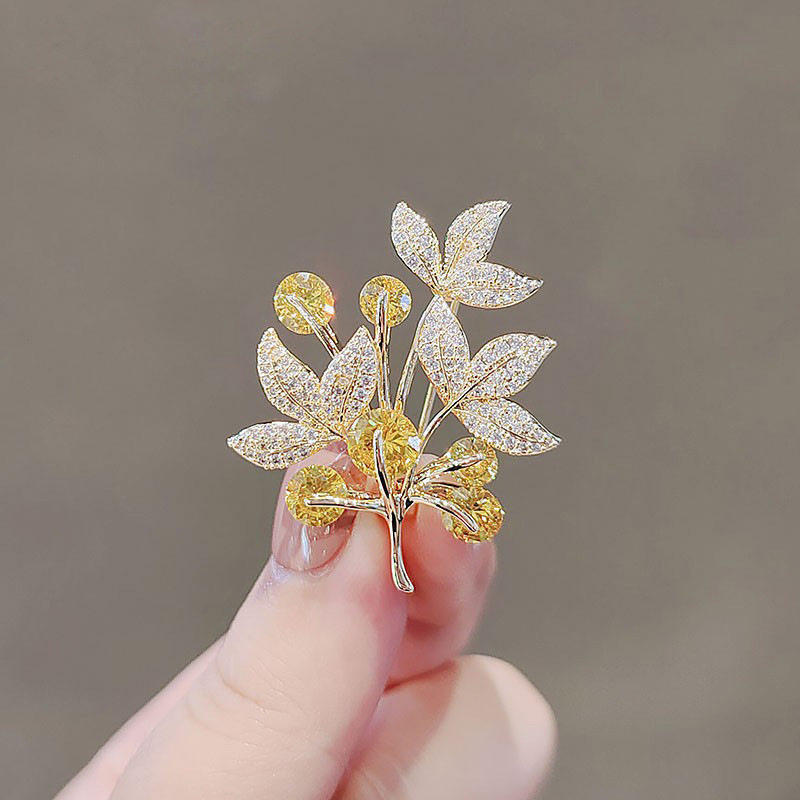 新品幸运树叶胸针固定衣服别针大衣连衣裙胸花服装配饰防走光扣针