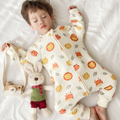 宝宝睡袋秋冬儿童纯棉分腿防踢被男女童夹棉连体睡衣四季 恒温神器