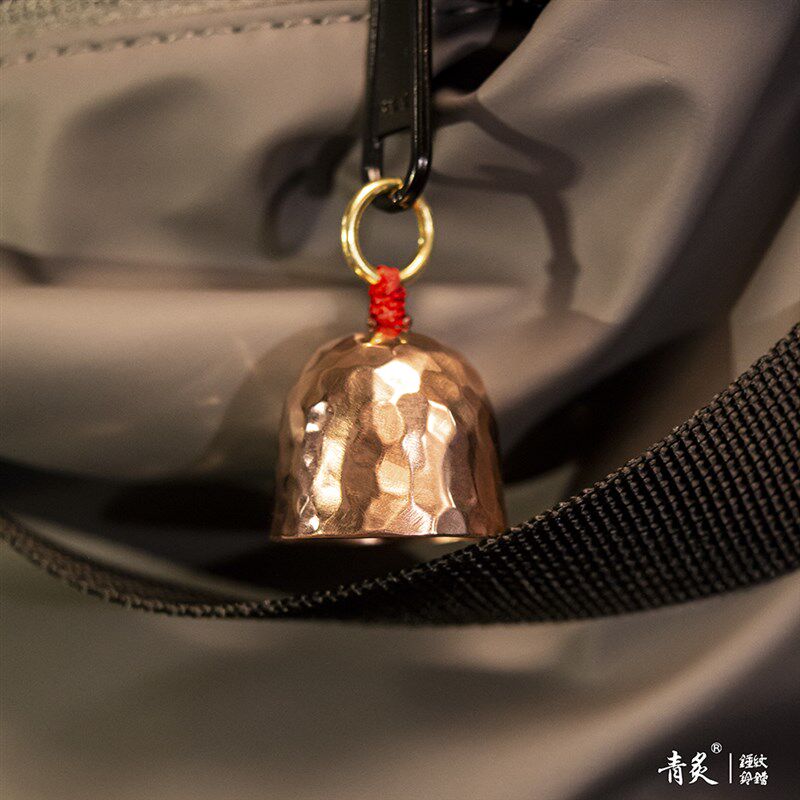 青炙纯手工锤纹小铃铛户外揹包挂件露营黄铜紫铜银汽车挂饰钥匙扣