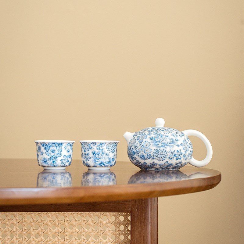 掐丝满花功夫茶具套装2024新款喝茶家用泡茶陶瓷茶壶茶杯子套装