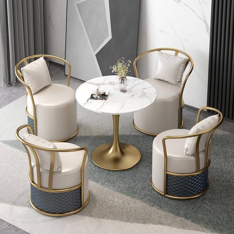 洽谈桌岩板餐桌商务接待办公室会议桌椅组合多功能大理石小圆桌,住宅家具,岩板餐桌,淘宝优惠券,粉丝福利购,淘宝优惠卷