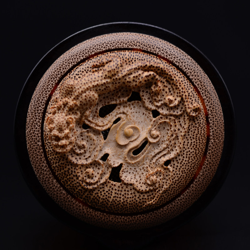 拆房老料渔樵耕读蝈蝈罐纯手工镂空竹雕刻螭龙鸣虫用具文玩蛐蛐罐