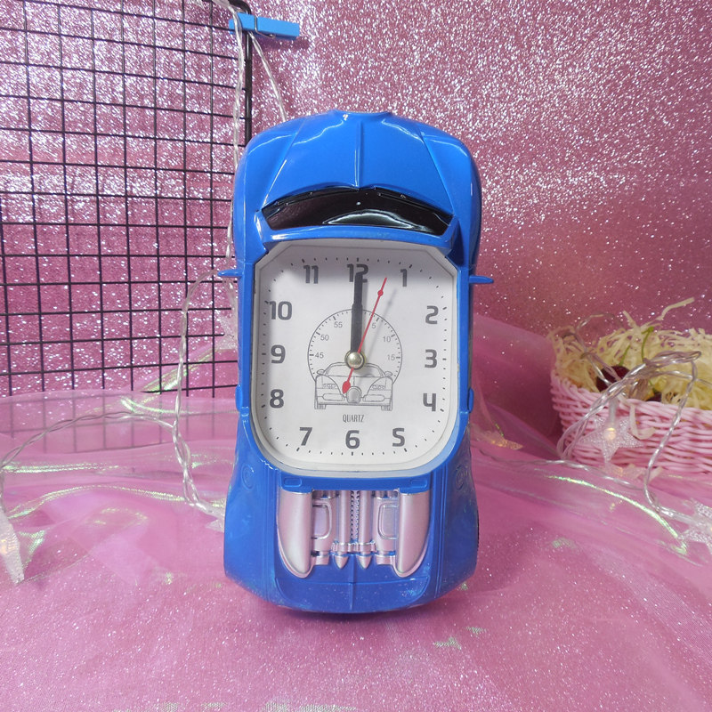 卡通汽车男孩男生床头小闹钟装饰摆件卧室宿舍学生儿童时钟表摆钟