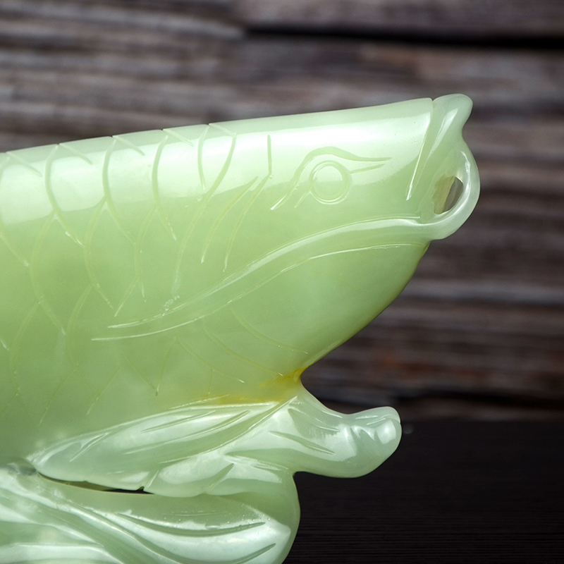 纯天然玉石金龙鱼客厅书房摆件家居玄关电视柜招财开业庆典精礼品