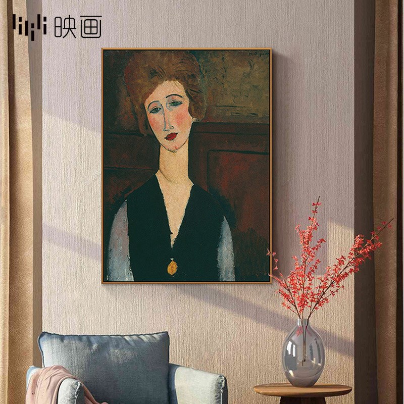 艺术画名画别墅金属框装饰画复古人物壁画玄关油画沙发背景墙挂画图片