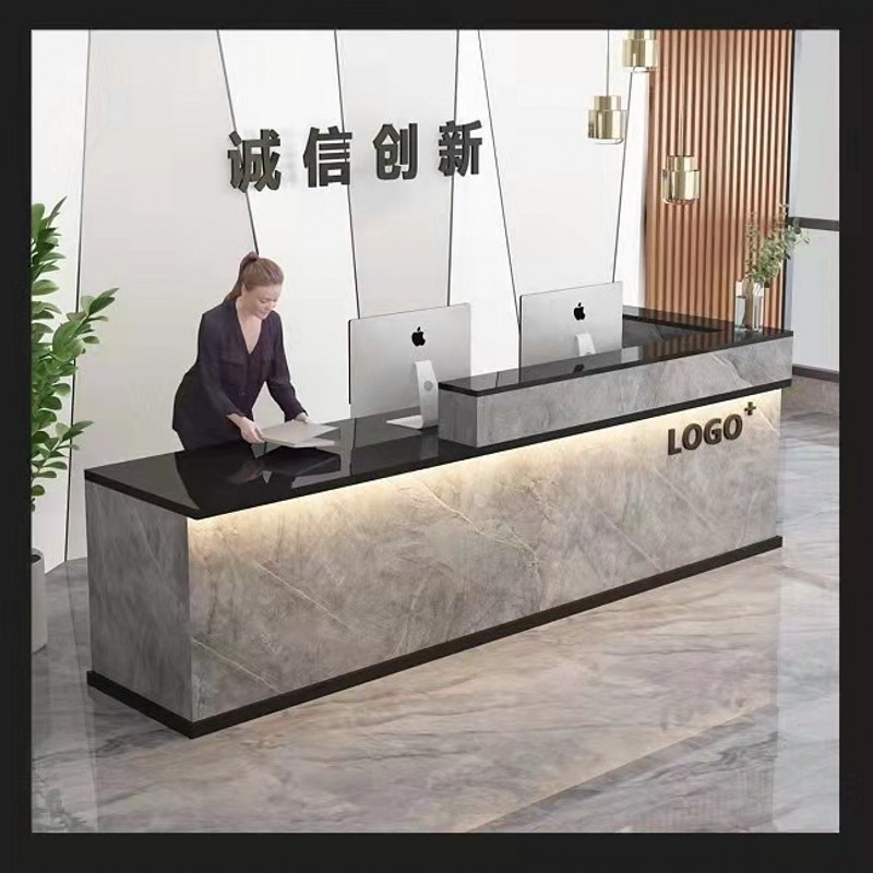 转角收银台简约新品吧台小型店铺美容院接待台烤漆公司办公前台桌