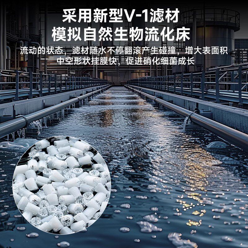 彻朗流化床鱼缸内置过滤器反气举电动培菌增氧鱼缸过滤壁挂过滤器