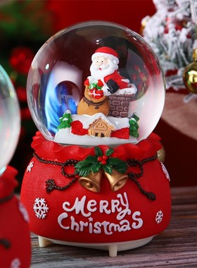 圣诞迷你水晶球音乐盒可爱创意少女心桌面装饰摆件儿童生日礼物