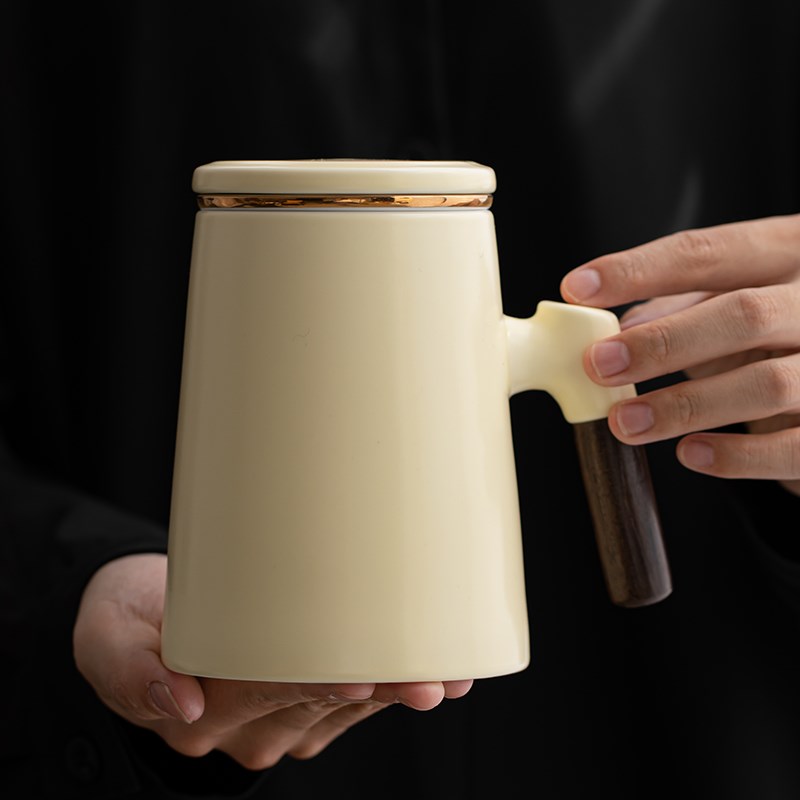 分离式泡茶杯创意商务办公杯日式高级带把陶瓷水杯带过滤定制logo