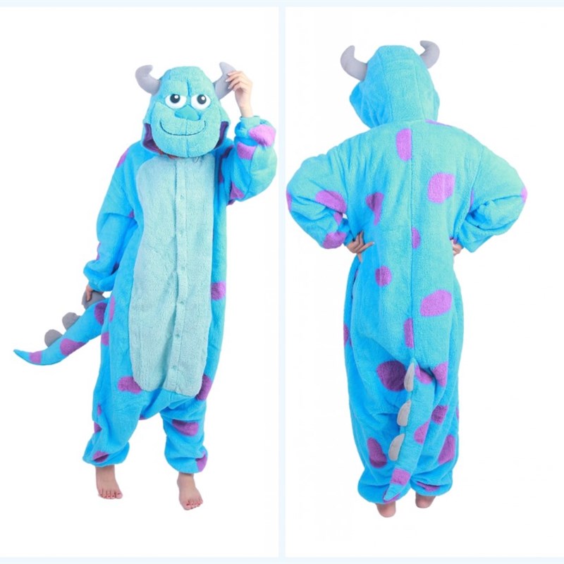 谢霆锋怪兽大学苏利文卡通连体睡衣男女动漫可爱毛怪情侣冬演出服