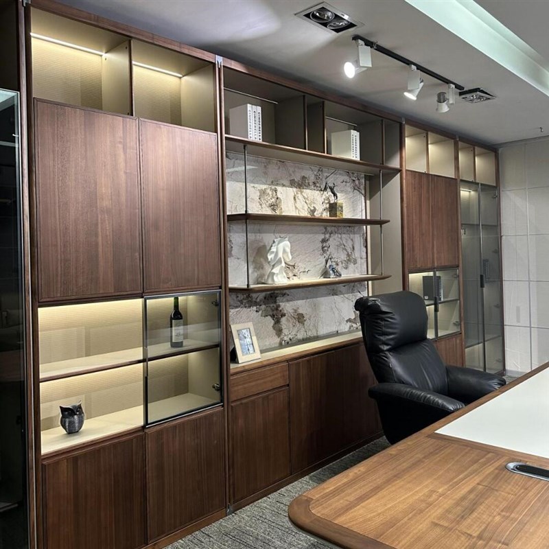 新中式禅意黑胡桃白蜡木大班台办公室高端主管桌老板桌总裁领导桌