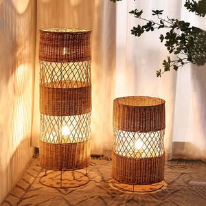 异丽藤编客厅落地灯侘寂风藤艺卧室立式灯中式民宿禅意落地台灯